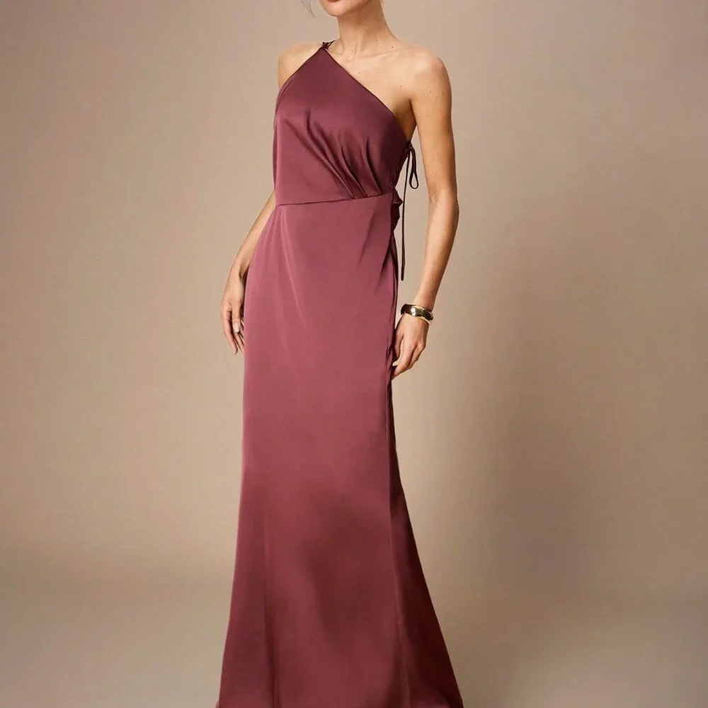 Red Violet Party Women's Mermaid Hem Lace Patchwork Backless Long Dresses - Picture 6 of 8